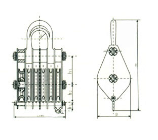 吊環(huán)六環(huán)閉口起重滑車結(jié)構(gòu)圖